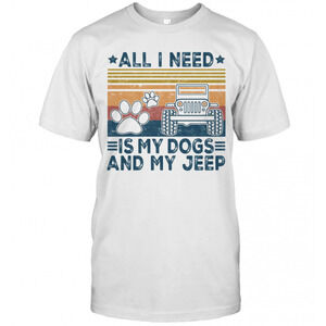 All I Need Is My Paw Dogs And My Jeep Retro Stars T-Shirt